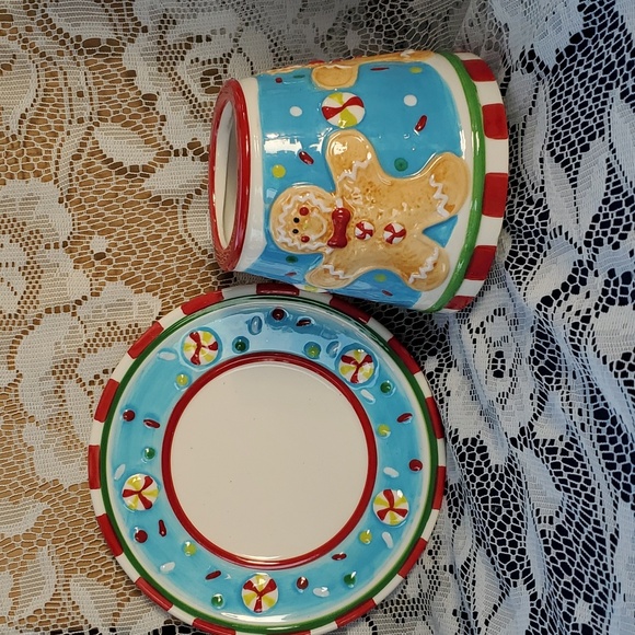 Home Interiors Gingerbread Candle Shade & Plate New, fits med to small jars - Picture 5 of 13